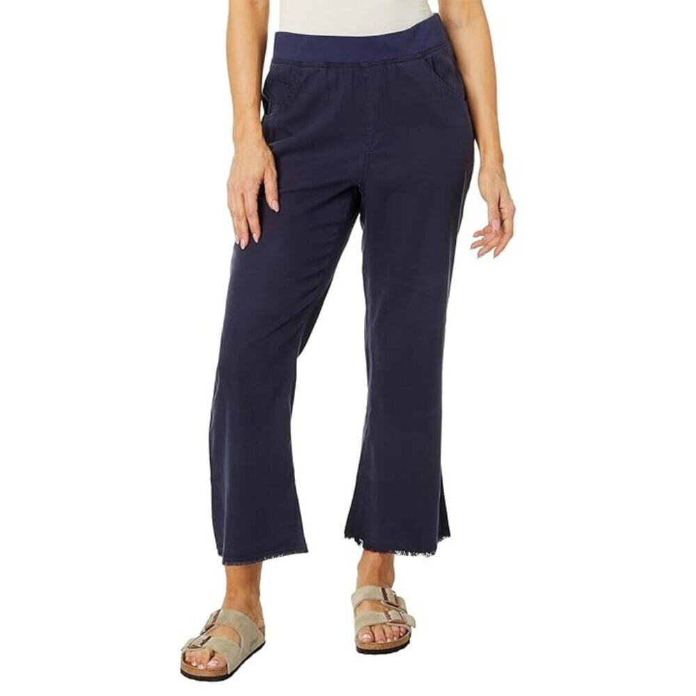 XCVI Lorilei Pants Women's XS Navy Stretch Elastic Waist Flared Cropped RED1040